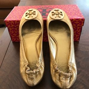 Tory Burch Gold Ballet Flats